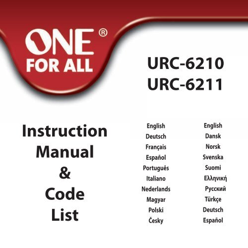 Instruction Manual & Code List URC-6210 URC-6211