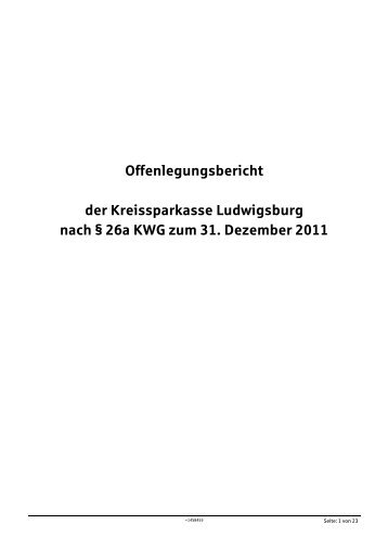 Offenlegungsbericht der Kreissparkasse Ludwigsburg nach § 26a ...