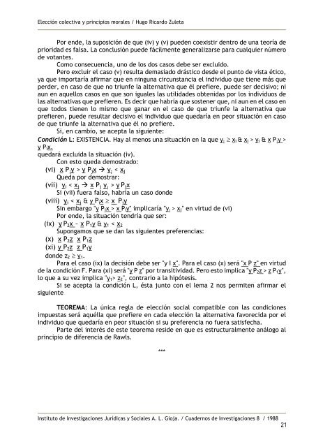 ElecciÃ³n colectiva y principios morales - Facultad de Derecho