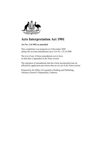 Acts Interpretation Act 1901 - ComLaw