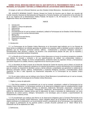 NORMA Oficial Mexicana NOM-001-SSA1-93, Que insti
