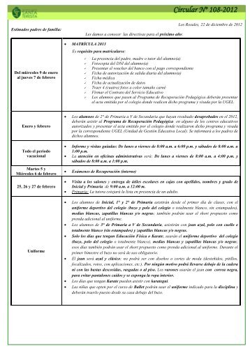 Circular Nº 108-2012 - Colegio Santa Teresita