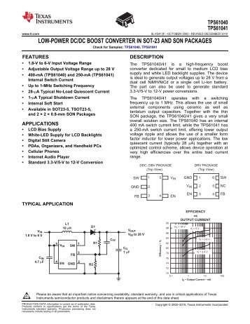 Low Power DC/DC Boost Converter in SOT-23 Package (Rev. F)