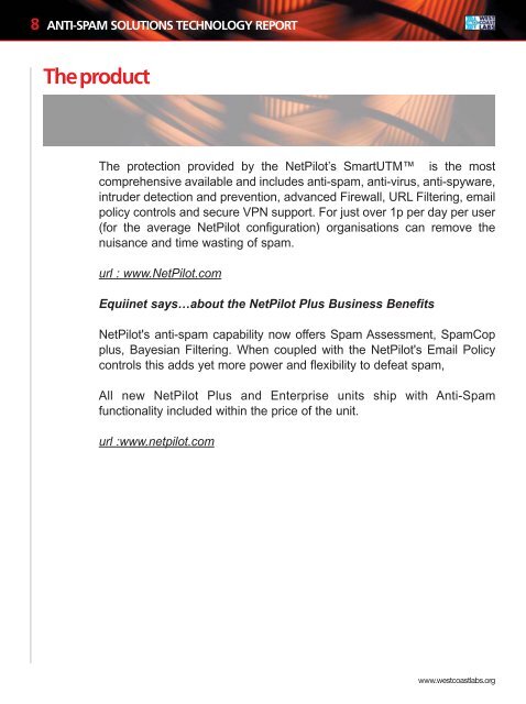 Equiinet - NetPilot, CachePilot, SecurePilot (pdf ... - West Coast Labs