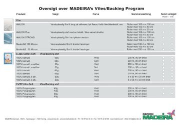 Oversigt over MADEIRA's Viles/Backing Program - SKOVtex.dk