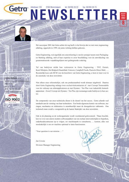 Getra Newsletter 8 - van aerden group