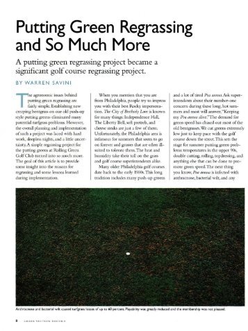 Putting Green Regrassing and So Much More - USGA Green ...