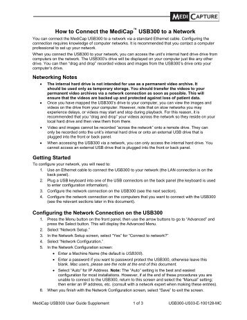 How to Connect the MediCap USB300 to a Network - MediCapture