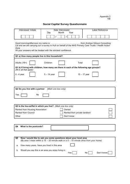 UK social capital questionnaire