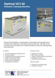 Optimal UCS 60 Ultrasonic Cleaning Machine - Leybold Optics GmbH