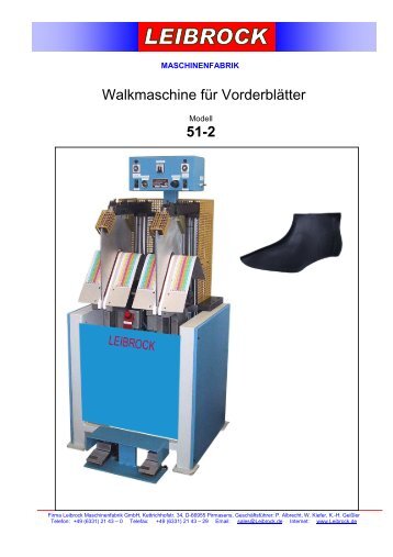 Walkmaschine für Vorderblätter 51-2 - Leibrock Im
