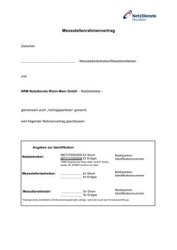 Messstellenrahmenvertrag - Die Mainova ServiceDienste GmbH