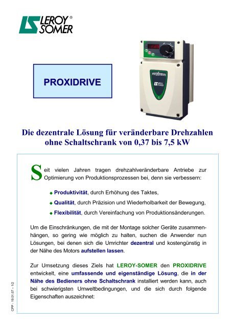 PROXIDRIVE - Leroy Somer