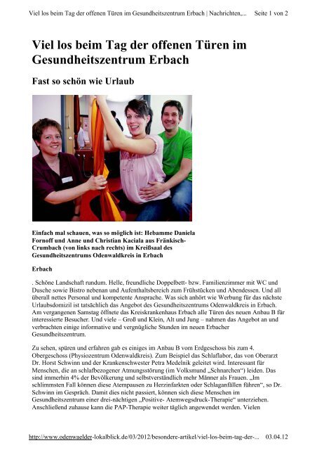 Viel los beim Tag der offenen TÃ¼ren im Gesundheitszentrum Erbach