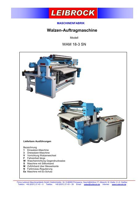 Walzen-Auftragmaschine - Leibrock Im
