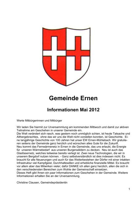 Informationsblatt vom Mai 2012 - Ernen