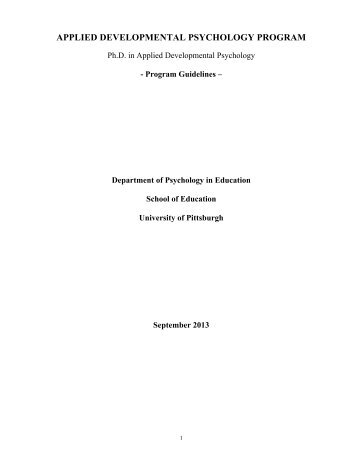 applied developmental psychology program - School of Education ...