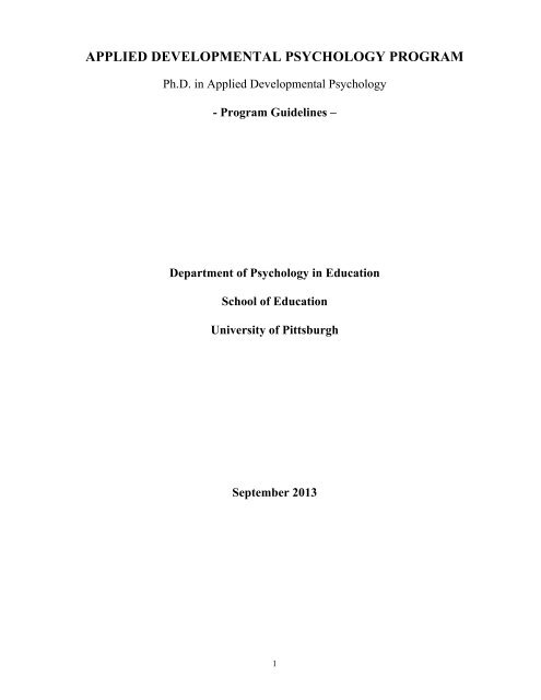 applied developmental psychology program - School of Education ...