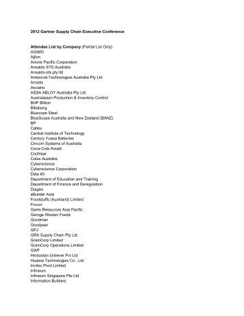 2012 Gartner Supply Chain Executive Conference Attendee List by ...