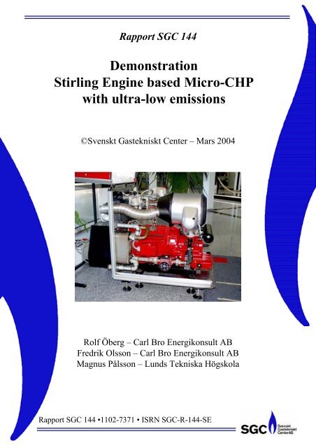 Demonstration Stirling Engine based Micro-CHP with ultra ... - SGC