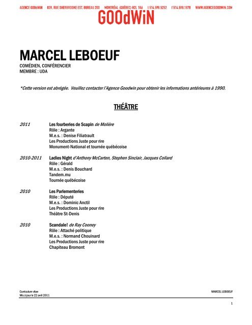 MARCEL LEBOEUF - Agence Goodwin
