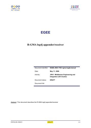 EGEE R-GMA log4j appender/receiver