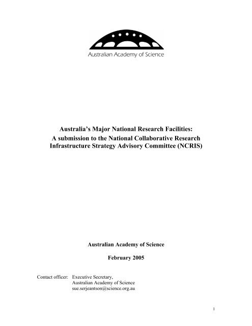 Australia's Major National Research Facilities - Australian Academy ...