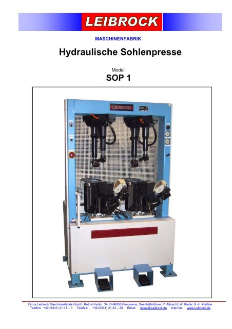 Hydraulische Sohlenpresse - Leibrock Im