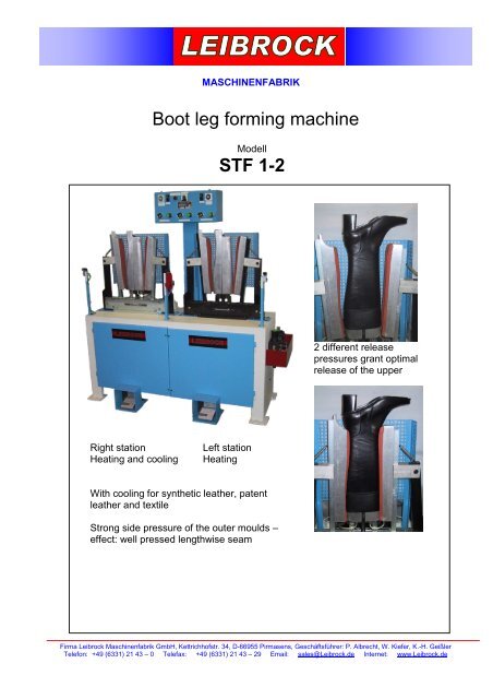 Boot leg forming machine STF 1-2