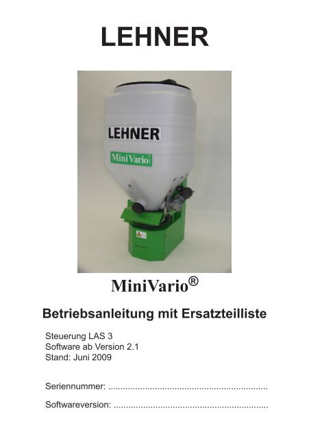 3 MiniVario® bedienen - Lehner Agrar GmbH