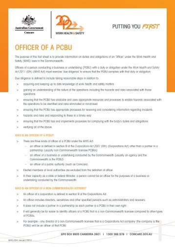 Officer of a PCBU [PDF,116KB] - Comcare