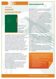 HANDBUCH DATENSCHUTZRECHT - Jan Sramek Verlag