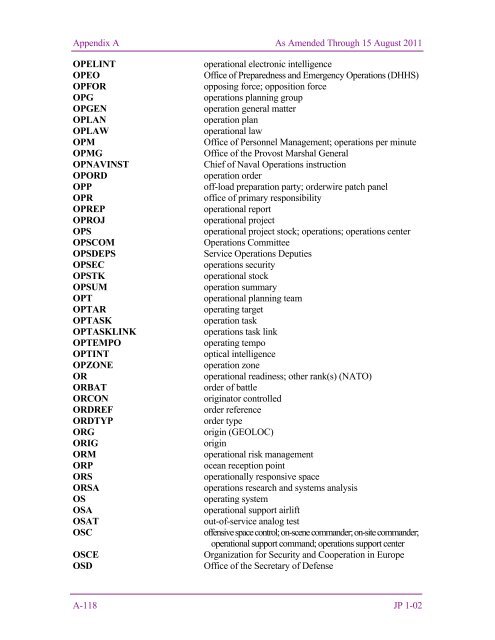 Joint Publication 1-02 DoD Dictionary of Military ... - AcqNotes.com