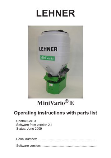 3 Operating the MiniVario - Lehner Agrar GmbH