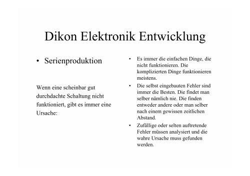 Dikon Elektronik Entwicklung