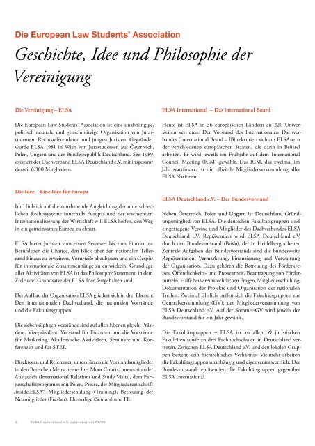 Jahresbericht ELSA-Deutschland e.V. 2007/2008 - ELSA Germany
