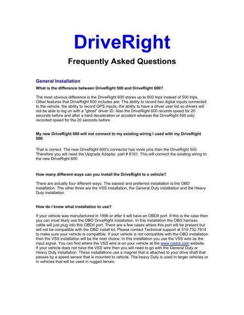 DriveRight FAQ - CarChip DriveRight Online