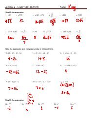 Algebra 2 â CHAPTER 4 REVIEW Name - Lindbergh School District