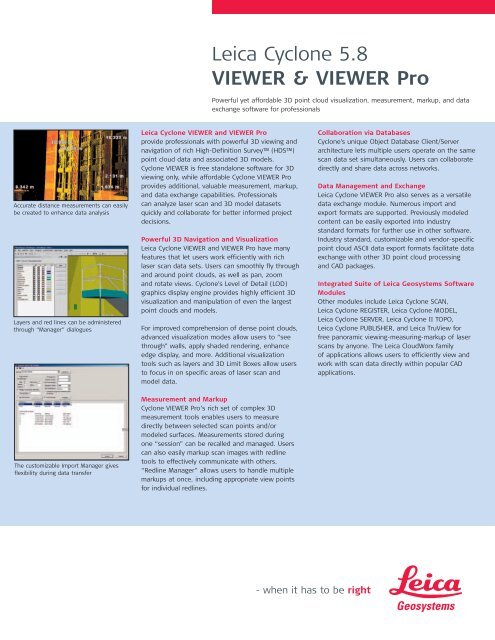 Leica Cyclone 5.8 VIEWER & VIEWER Pro - Plant Design Solutions