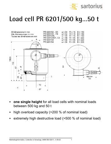 Load cell PR 6201/500 kgâ¦50 t - Sawyer/Hanson Innovations