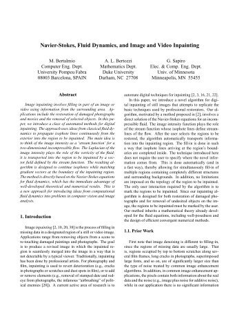 Navier-Stokes, Fluid Dynamics, and Image and Video Inpainting
