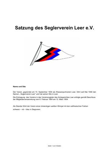 Satzungen des Seglerverein Leer e - Seglerverein Leer eV