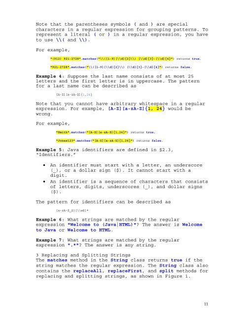 Supplement: Regular Expressions For Introduction to Java ...