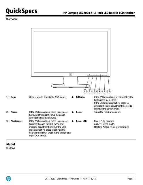 HP Compaq LE2202x 21.5-inch LED Backlit LCD Monitor