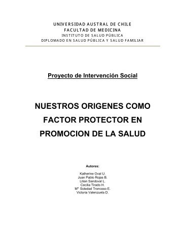 3 Nuestro origen como factor protector en promociÃ³n en salud