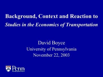 Background, Context and Reaction to Studies in the Economics of ...