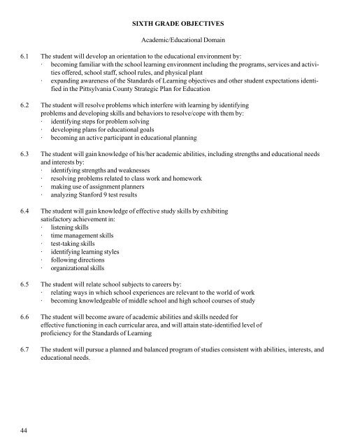 guidance and counseling curriculum guide grades k-12