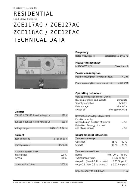 residential zce117ac / zce127ac zce118ac ... - Meter Manager