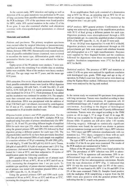 Detection of human papilloma virus (HPV) and K-ras mutations in ...