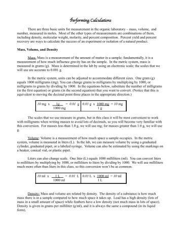 Organic Chemistry Calculations